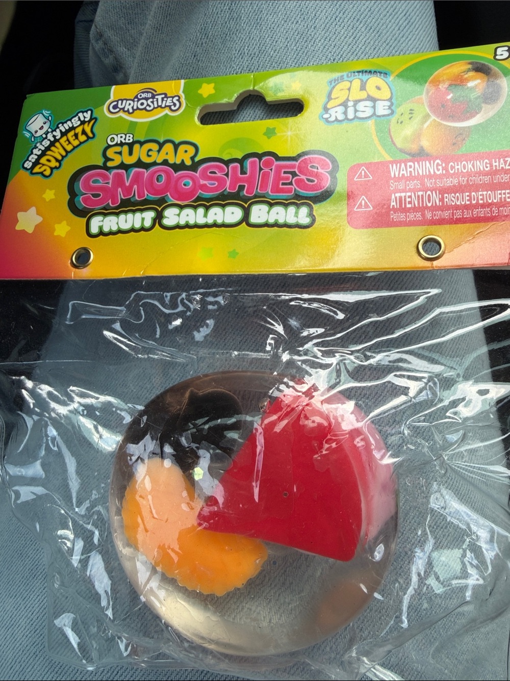 ORB Sugar Smooshies Fruit Salad Ball - Clear with Red & Orange Pieces